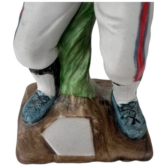 Vintage Ceramic Boy Baseball Player Figurine Batter Brown Hair Uniform 6.25” - Picture 6 of 8